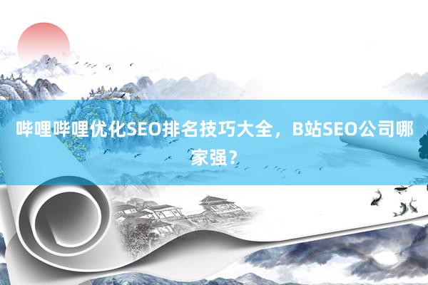 哔哩哔哩优化SEO排名技巧大全，B站SEO公司哪家强？