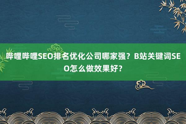哔哩哔哩SEO排名优化公司哪家强？B站关键词SEO怎么做效果好？