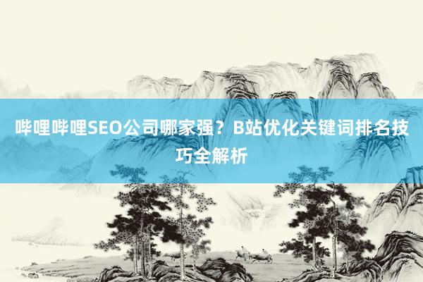 哔哩哔哩SEO公司哪家强？B站优化关键词排名技巧全解析