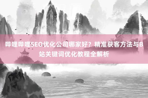 哔哩哔哩SEO优化公司哪家好？精准获客方法与B站关键词优化教程全解析