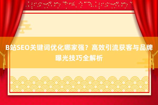 B站SEO关键词优化哪家强？高效引流获客与品牌曝光技巧全解析