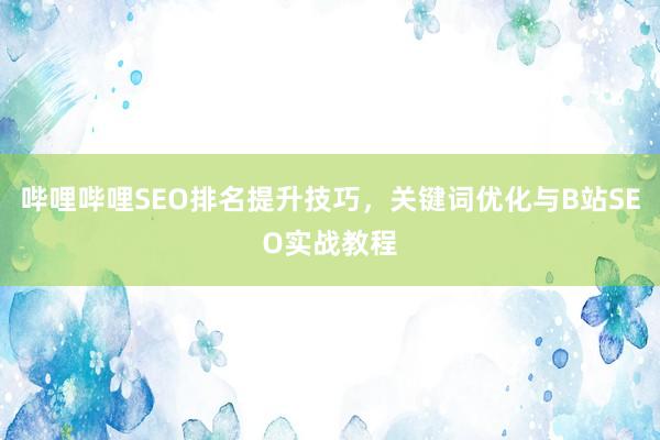 哔哩哔哩SEO排名提升技巧，关键词优化与B站SEO实战教程