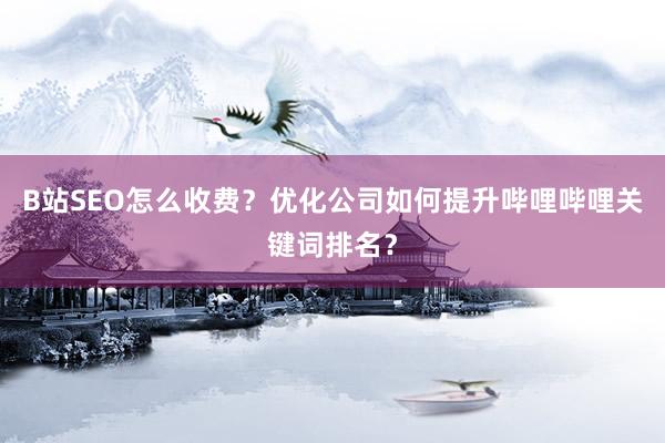 B站SEO怎么收费？优化公司如何提升哔哩哔哩关键词排名？