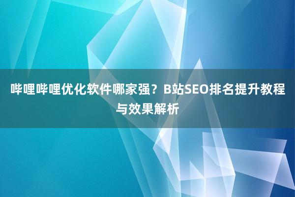 哔哩哔哩优化软件哪家强？B站SEO排名提升教程与效果解析