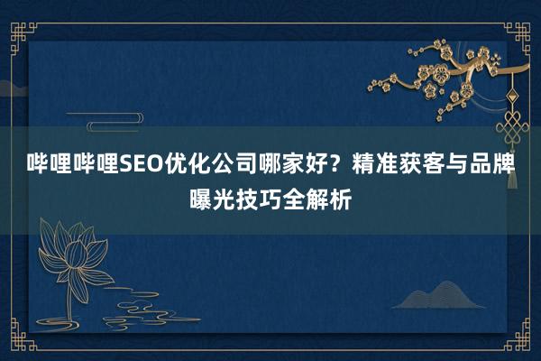 哔哩哔哩SEO优化公司哪家好？精准获客与品牌曝光技巧全解析