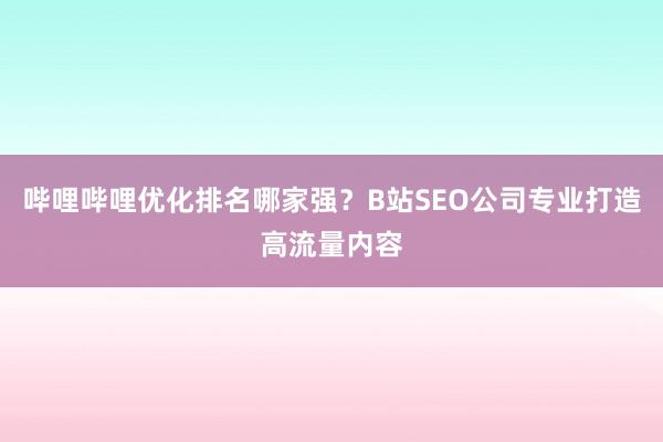 哔哩哔哩优化排名哪家强？B站SEO公司专业打造高流量内容