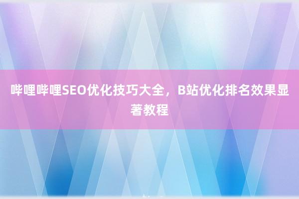 哔哩哔哩SEO优化技巧大全，B站优化排名效果显著教程