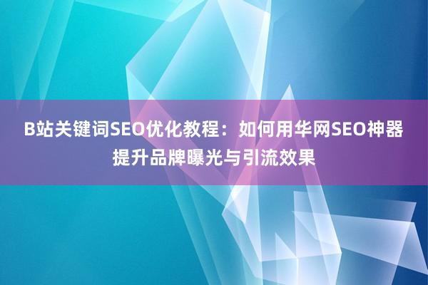 B站关键词SEO优化教程：如何用华网SEO神器提升品牌曝光与引流效果