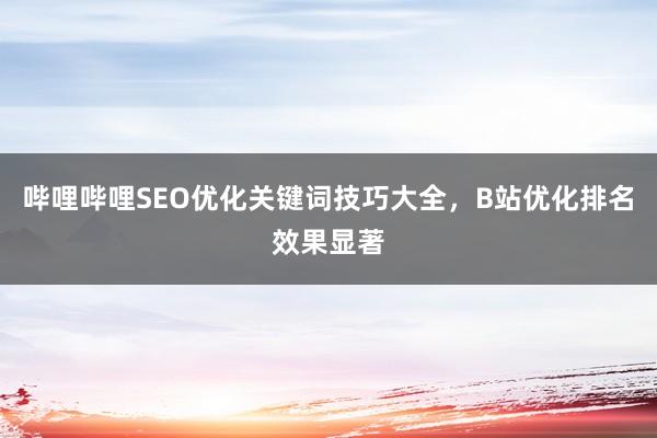 哔哩哔哩SEO优化关键词技巧大全，B站优化排名效果显著