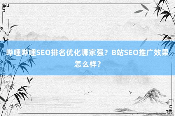 哔哩哔哩SEO排名优化哪家强？B站SEO推广效果怎么样？