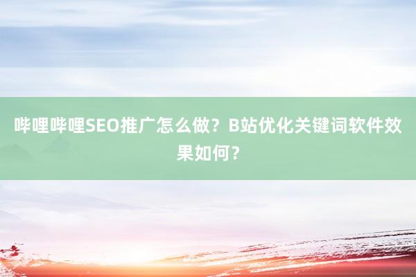 哔哩哔哩SEO推广怎么做？B站优化关键词软件效果如何？