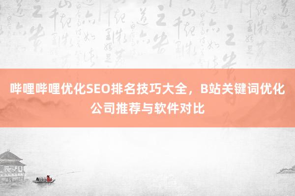 哔哩哔哩优化SEO排名技巧大全，B站关键词优化公司推荐与软件对比