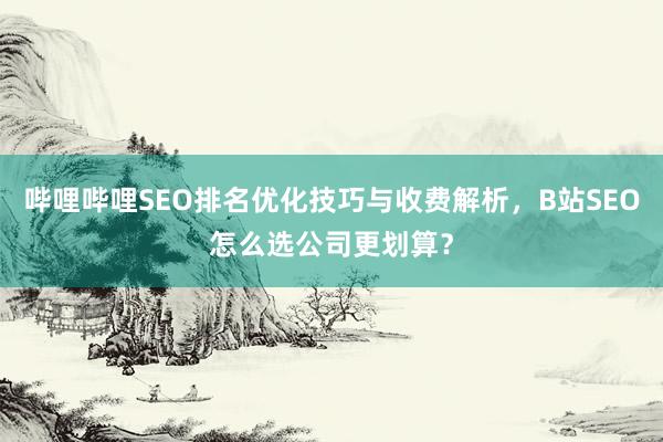 哔哩哔哩SEO排名优化技巧与收费解析，B站SEO怎么选公司更划算？