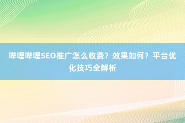 哔哩哔哩SEO推广怎么收费？效果如何？平台优化技巧全解析