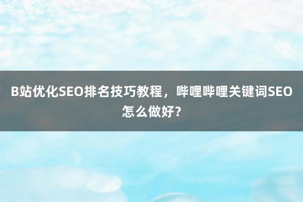 B站优化SEO排名技巧教程，哔哩哔哩关键词SEO怎么做好？