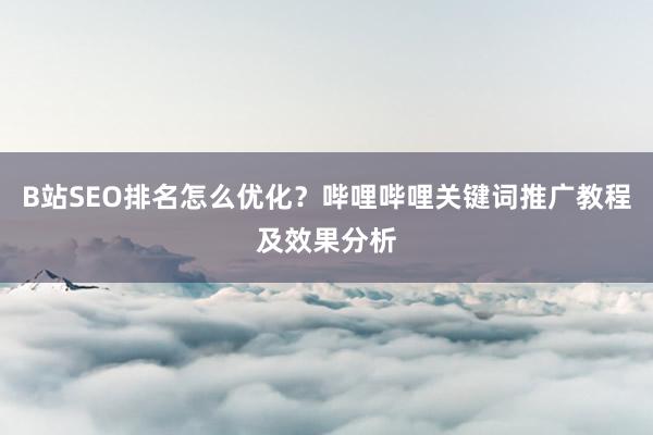 B站SEO排名怎么优化？哔哩哔哩关键词推广教程及效果分析