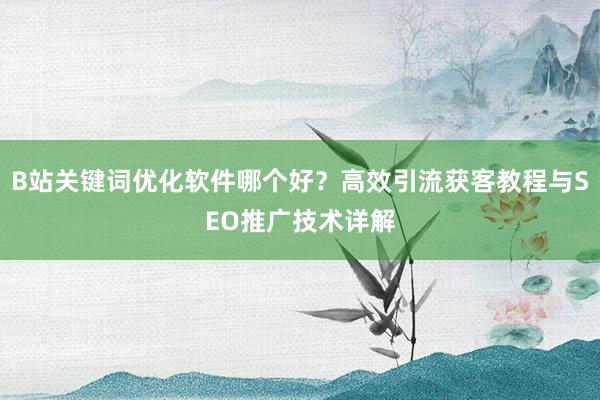 B站关键词优化软件哪个好？高效引流获客教程与SEO推广技术详解