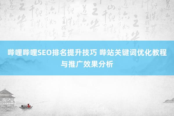哔哩哔哩SEO排名提升技巧 哔站关键词优化教程与推广效果分析