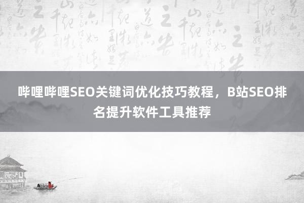 哔哩哔哩SEO关键词优化技巧教程，B站SEO排名提升软件工具推荐