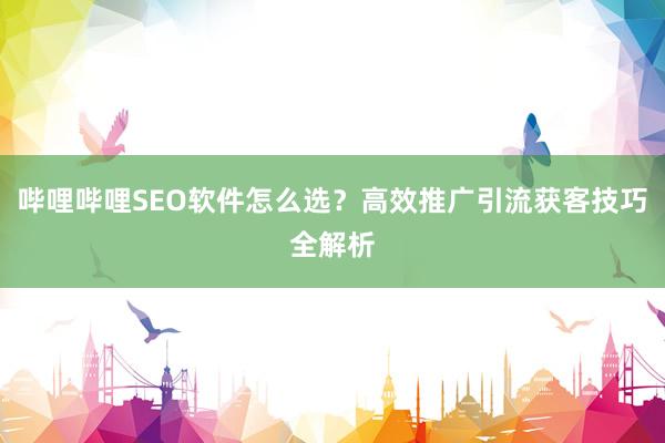 哔哩哔哩SEO软件怎么选？高效推广引流获客技巧全解析