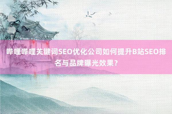 哔哩哔哩关键词SEO优化公司如何提升B站SEO排名与品牌曝光效果？