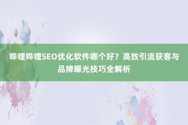 哔哩哔哩SEO优化软件哪个好？高效引流获客与品牌曝光技巧全解析