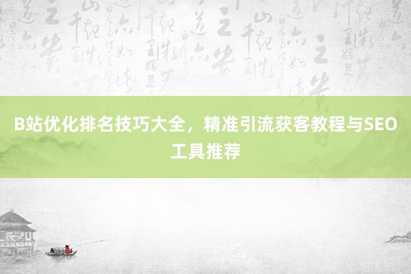B站优化排名技巧大全，精准引流获客教程与SEO工具推荐