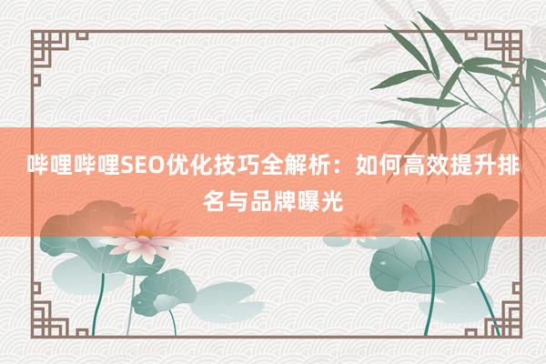 哔哩哔哩SEO优化技巧全解析：如何高效提升排名与品牌曝光