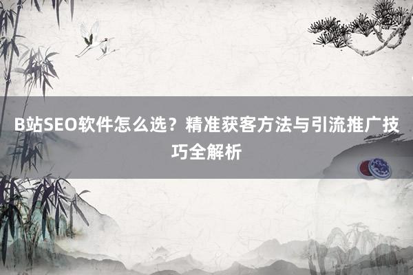 B站SEO软件怎么选？精准获客方法与引流推广技巧全解析
