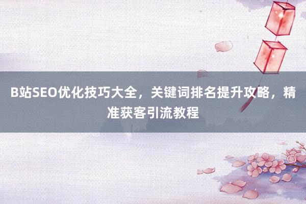 B站SEO优化技巧大全，关键词排名提升攻略，精准获客引流教程