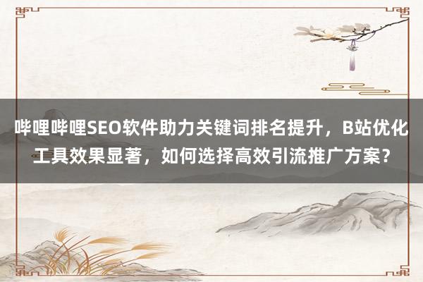哔哩哔哩SEO软件助力关键词排名提升，B站优化工具效果显著，如何选择高效引流推广方案？