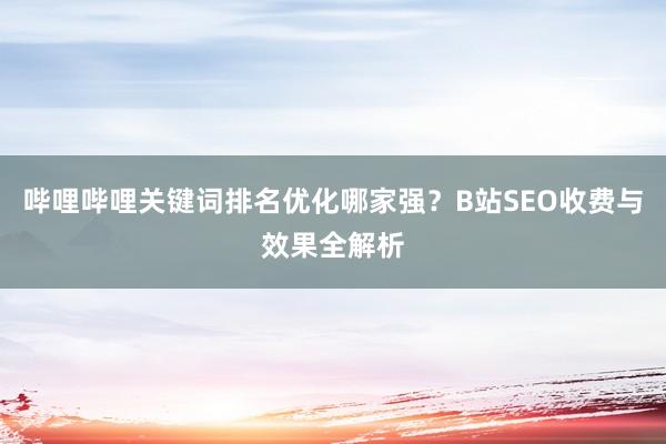 哔哩哔哩关键词排名优化哪家强？B站SEO收费与效果全解析