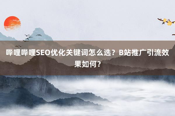 哔哩哔哩SEO优化关键词怎么选？B站推广引流效果如何？