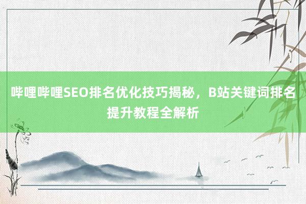 哔哩哔哩SEO排名优化技巧揭秘，B站关键词排名提升教程全解析