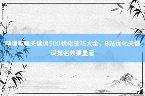 哔哩哔哩关键词SEO优化技巧大全，B站优化关键词排名效果显著