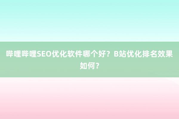 哔哩哔哩SEO优化软件哪个好？B站优化排名效果如何？