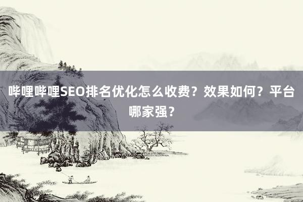 哔哩哔哩SEO排名优化怎么收费？效果如何？平台哪家强？