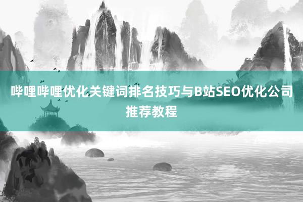 哔哩哔哩优化关键词排名技巧与B站SEO优化公司推荐教程