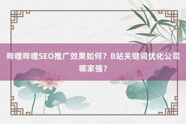 哔哩哔哩SEO推广效果如何？B站关键词优化公司哪家强？
