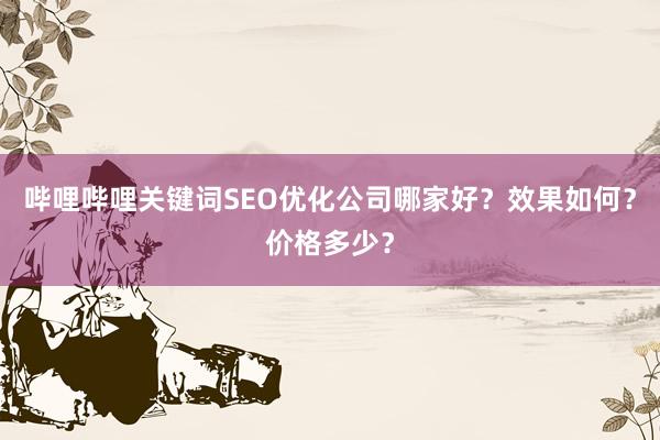 哔哩哔哩关键词SEO优化公司哪家好？效果如何？价格多少？