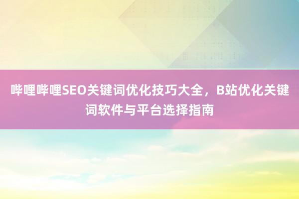 哔哩哔哩SEO关键词优化技巧大全，B站优化关键词软件与平台选择指南