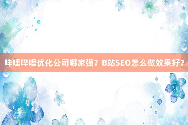 哔哩哔哩优化公司哪家强？B站SEO怎么做效果好？