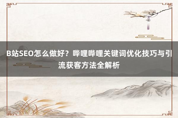 B站SEO怎么做好？哔哩哔哩关键词优化技巧与引流获客方法全解析