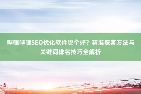 哔哩哔哩SEO优化软件哪个好？精准获客方法与关键词排名技巧全解析