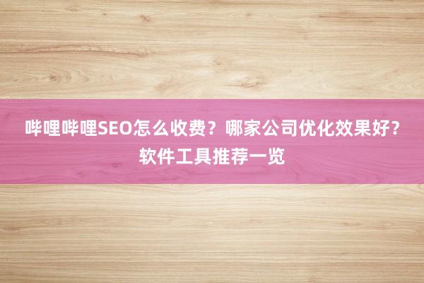 哔哩哔哩SEO怎么收费？哪家公司优化效果好？软件工具推荐一览
