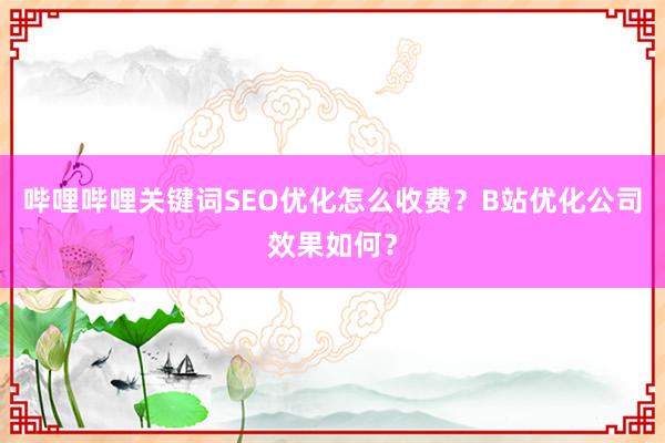 哔哩哔哩关键词SEO优化怎么收费？B站优化公司效果如何？