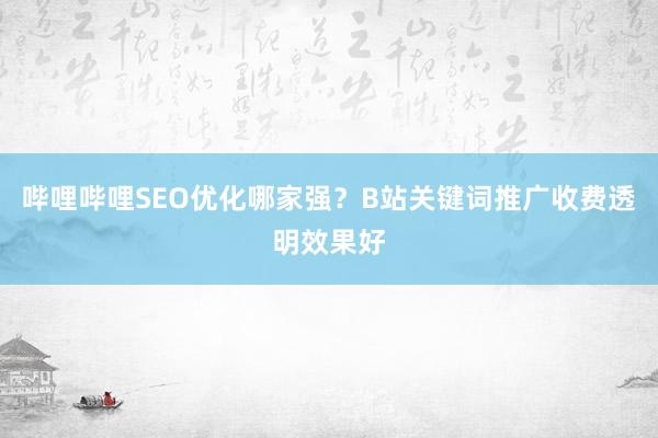 哔哩哔哩SEO优化哪家强？B站关键词推广收费透明效果好