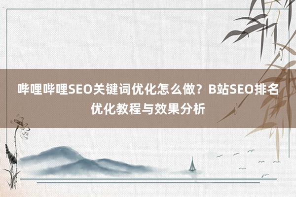 哔哩哔哩SEO关键词优化怎么做？B站SEO排名优化教程与效果分析