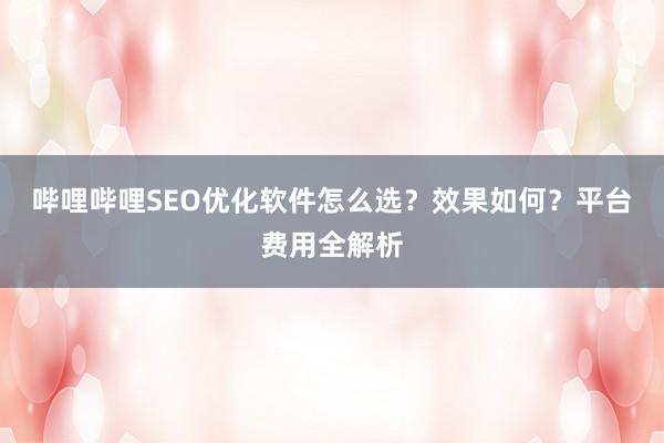 哔哩哔哩SEO优化软件怎么选？效果如何？平台费用全解析