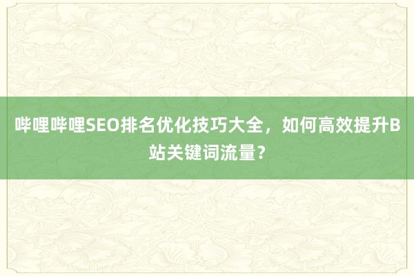 哔哩哔哩SEO排名优化技巧大全，如何高效提升B站关键词流量？